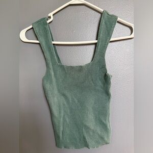 Abercrombie & Fitch Ribbed Square-Neck Tank Top - Sage Green